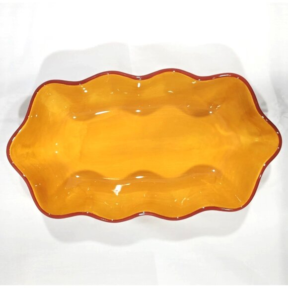 Gail Pittman SIENA 11.5" Scalloped Stripe Serving Dish Southern Living Oval Bowl - Picture 5 of 7